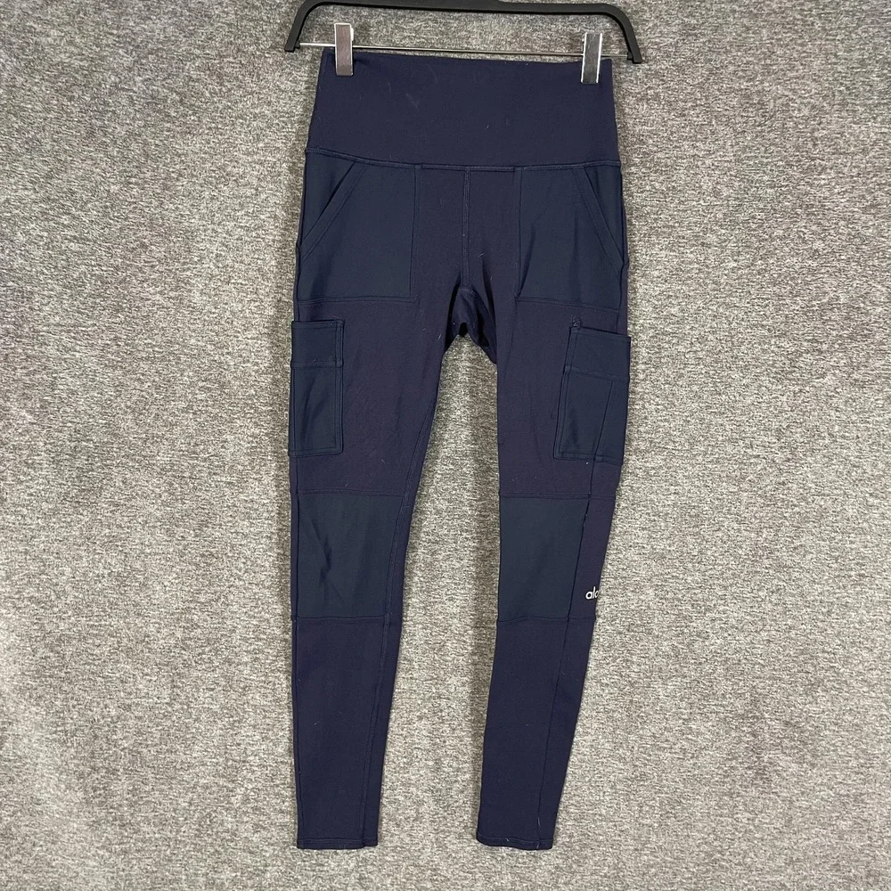 Alo Yoga Leggings Womens Small Blue High Waist Cargo Pockets Ankle Yoga Athletic